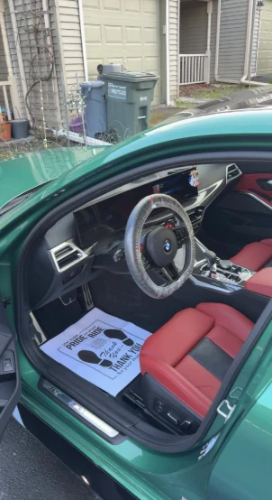 BMW M3 red leather interior cleaned and conditioned